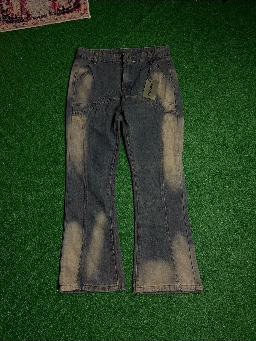 Vintage-Inspired Faded Blue Flare Jeans
